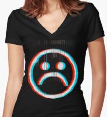 Sad Glitch Women's Fitted V-Neck T-Shirt