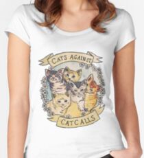 Katzen gegen Katzenanrufe Tailliertes Rundhals-Shirt