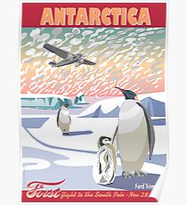 Antarctica - Ford Trimotor and Penguins Poster