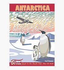 Antarctica - Ford Trimotor and Penguins Photographic Print
