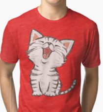 Camiseta de tejido mixto American Shorthair feliz