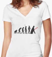 Human evolution Star wars Women's Fitted V-Neck T-Shirt