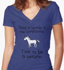 Time To Be A Unicorn Women's Fitted V-Neck T-Shirt