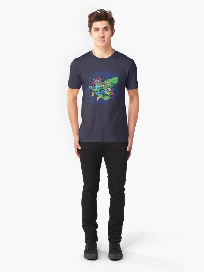 Alternate view of Sincerity vs. the Space Squid (textless version) Slim Fit T-Shirt