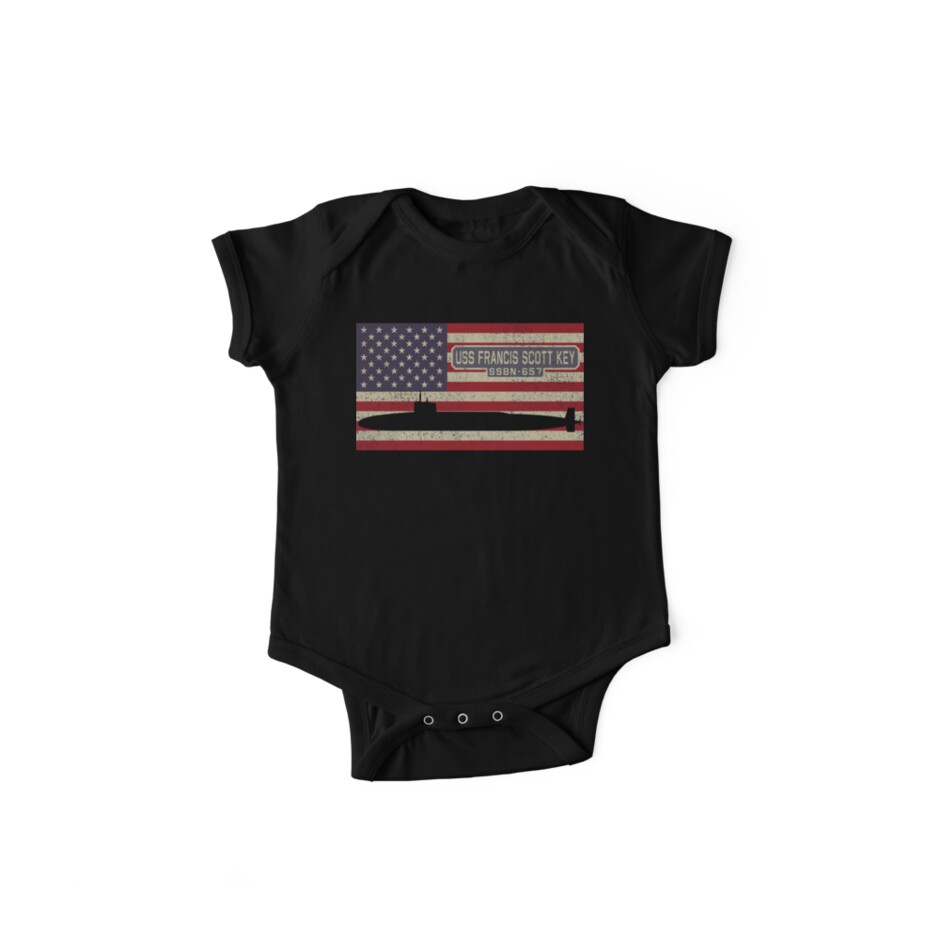 Uss Francis Scott Key Ssbn 657 Benjamin Franklin Class Ballistic Missile Submarine Vintage American Flag Gift Baby One Piece By Battlefield Redbubble