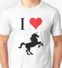 Ich liebe Einhörner (schwarzes Design) Unisex T-Shirt