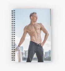 Muscle Beauty at Low Tide with Daniel, shirt in hand Spiral Notebook