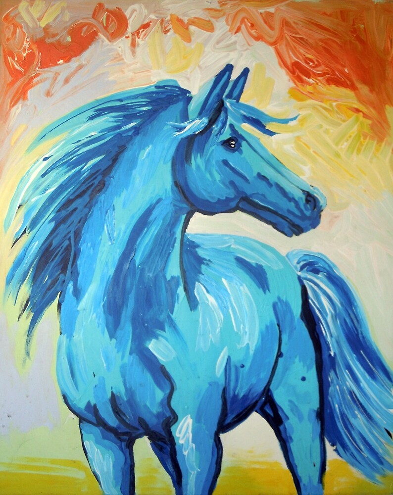 "The Blue Horse" by Juhan Rodrik Redbubble