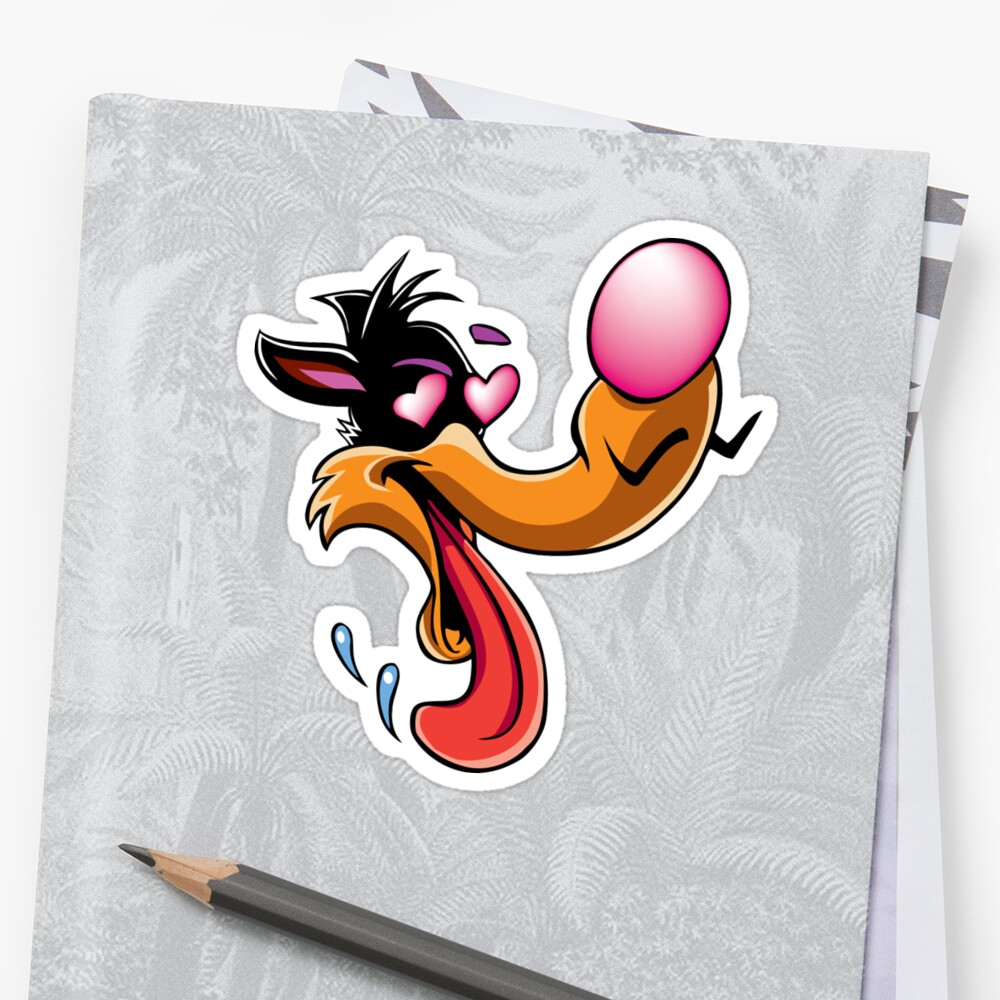 "Wolf Love Retro Cartoon with Heart Eye" Sticker by scooterbaby | Redbubble