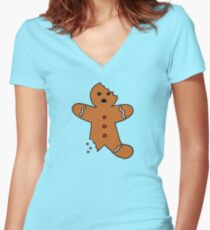 Gingerbread Man, Green Women's Fitted V-Neck T-Shirt
