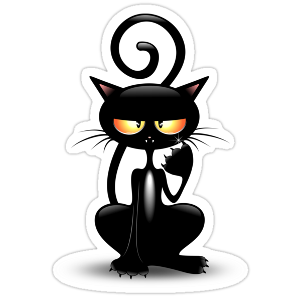 "Cattish Angry Black Cat Cartoon" Stickers by BluedarkArt | Redbubble