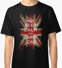 Vintage Keep Calm and Carry On and Union Jack Flag Classic T-Shirt