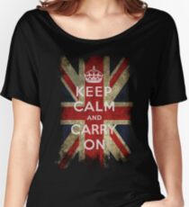 Vintage Keep Calm and Carry On and Union Jack Flag Women's Relaxed Fit T-Shirt