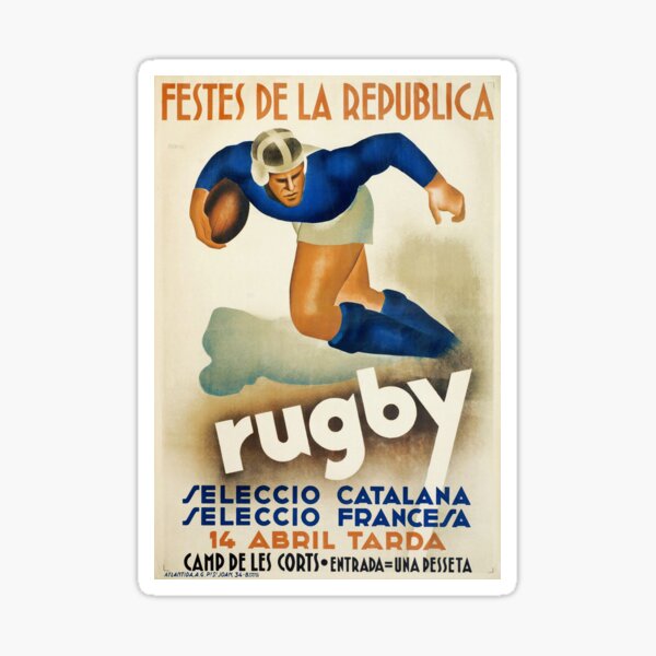 Vintage Art Deco Spanish Rugby sport travel poster Sticker