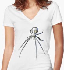 Chrome black widow design3 Women's Fitted V-Neck T-Shirt