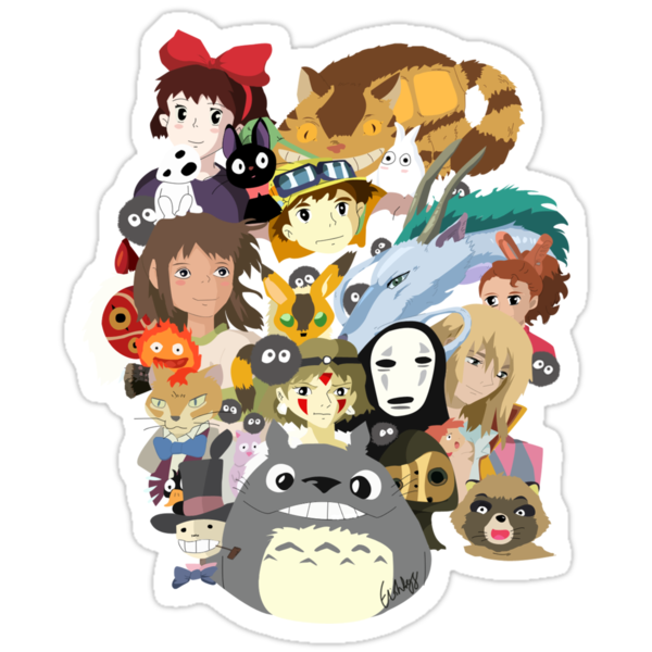 studio ghibli collage stickers by disturbedxui redbubble