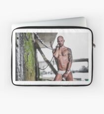 Taking a shower in the water the pours down the wall of the River Thames in London with Valdii Laptop Sleeve