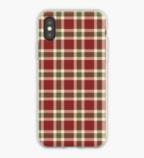 Chic burgundy green christmas plaid tartan iPhone Case