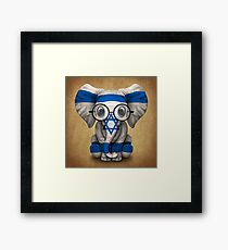 Baby Elephant with Glasses and Israeli Flag Framed Print