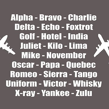 Phonetic Alphabet White Aeroplanes Design Photographic Print for Sale by  CreativeTwins