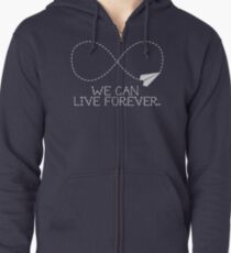 live forever - blue Zipped Hoodie