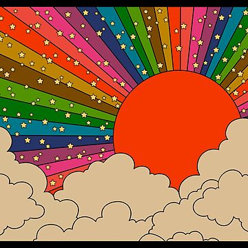 Artwork thumbnail, Rainbow 70s sun by MissPennyLane