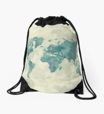Mochila de cuerdas Mapa del mundo mapa azul Vintage