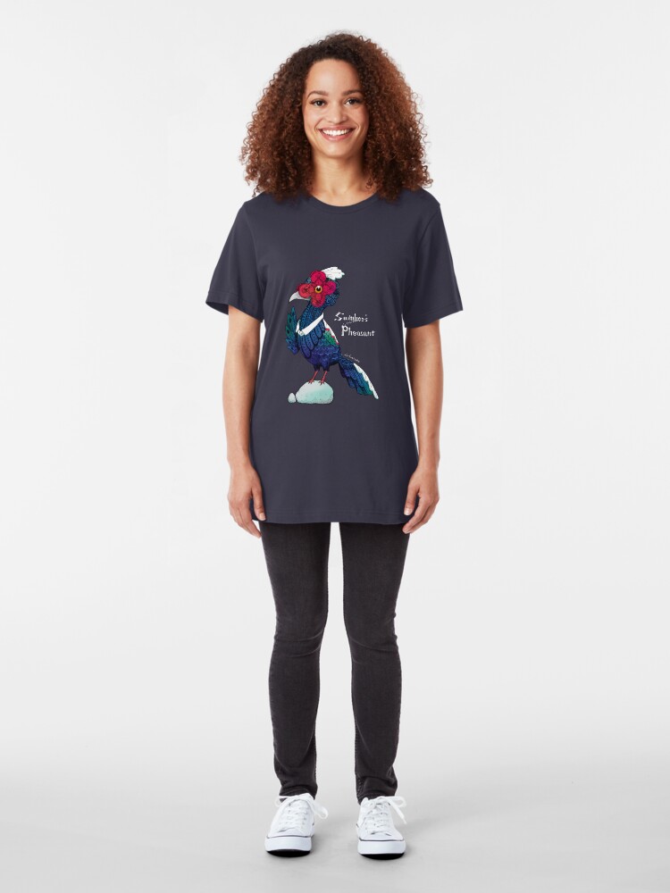 Alternate view of Swinhoes Pheasant - Black Slim Fit T-Shirt
