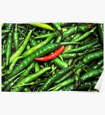 Red on green chilli. Poster