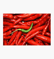 Green on red Chilli. Photographic Print