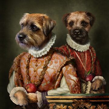 Artwork thumbnail, Border Terrier Dog Portrait - Holly and Ivy by carpo17