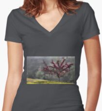 Apple Blossoms - Looking Back at the Beauty of Spring Women's Fitted V-Neck T-Shirt