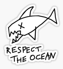 Respect the Ocean - Cool Grunge Mashup - White Version Sticker
