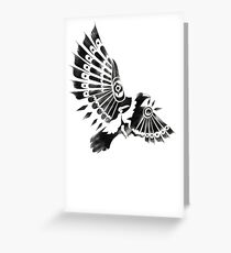Raven Crow Shaman tribal tattoo design Greeting Card