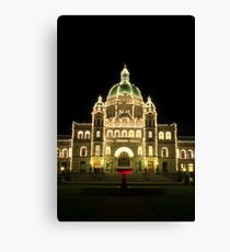 Victoria - The Legislature & The Red Fountain at Night Canvas Print