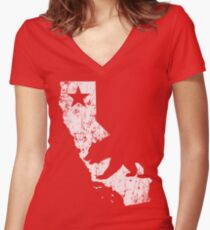 Vintage California State Outline Women's Fitted V-Neck T-Shirt