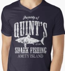 Quints Shark Fishing Amity Island Men's V-Neck T-Shirt
