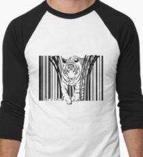 endangered TIGER BARCODE illustration Men's Baseball ¾ T-Shirt