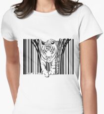 endangered TIGER BARCODE illustration Women's Fitted T-Shirt