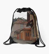 Pink house Drawstring Bag