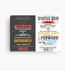 Here's To The Crazy Ones - In Memory of Steve Jobs Canvas Print