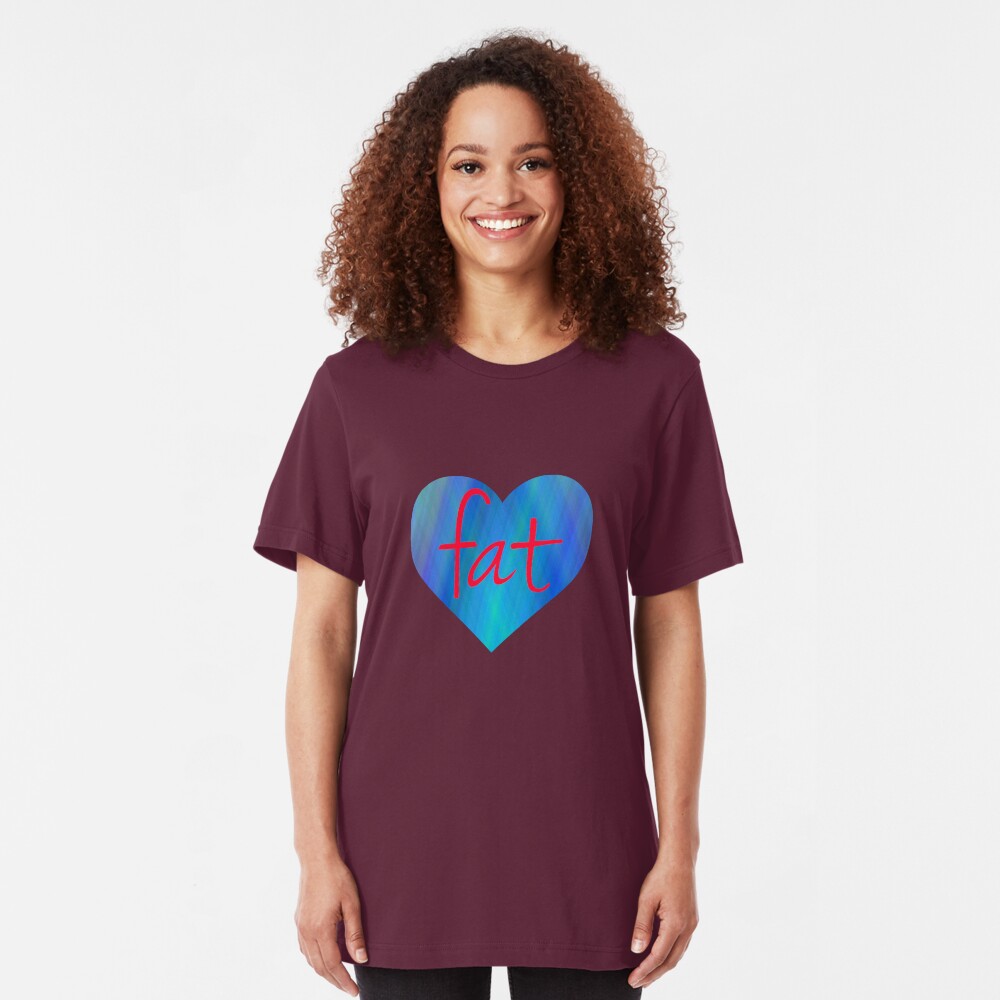 Love Fat (Blue and Red) Slim Fit T-Shirt