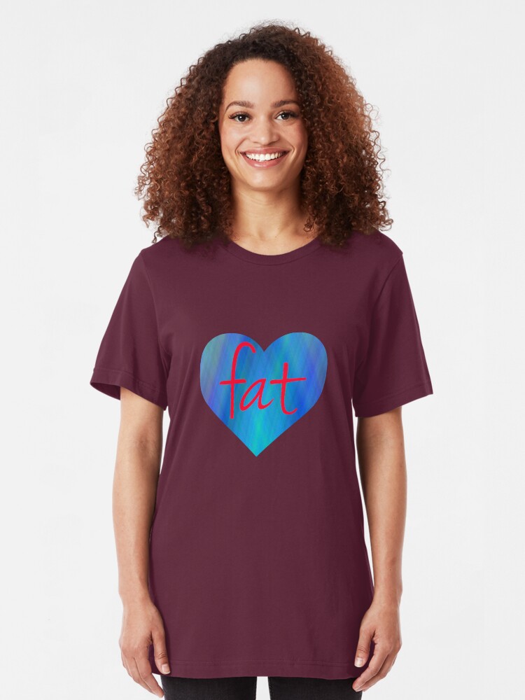 Alternate view of Love Fat (Blue and Red) Slim Fit T-Shirt