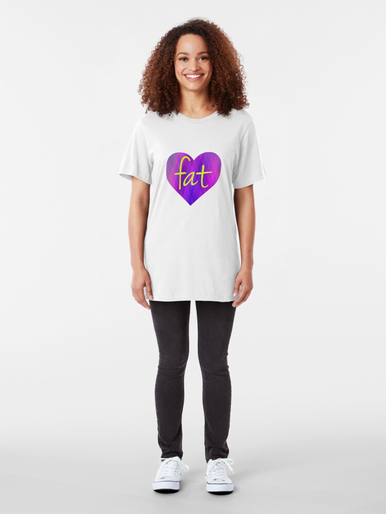 Alternate view of Love Fat (Purple and Yellow) Slim Fit T-Shirt