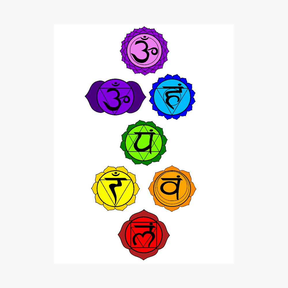 "Yoga Reiki seven chakras symbols vertical template" Fotodruck von "Yoga Reiki seven chakras symbols vertical template" Fotodruck von