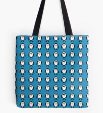 Penguin Pattern on Blue Background Tote Bag
