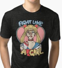 Sailor Moon- Fight Like a Girl Tri-blend T-Shirt