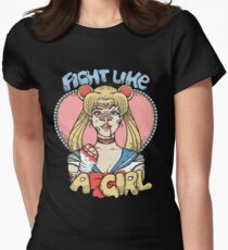 Sailor Moon- Fight Like a Girl Women's Fitted T-Shirt