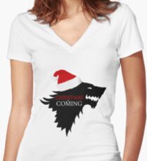 Christmas is coming Women's Fitted V-Neck T-Shirt