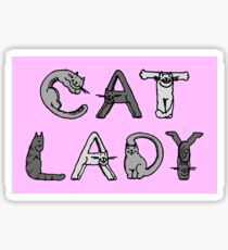 Cat Lady - Cat Letters - Grey Sticker